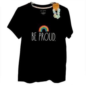 NWT RAE DUNN Women's Black Be Proud T-Shirt Top Sz M